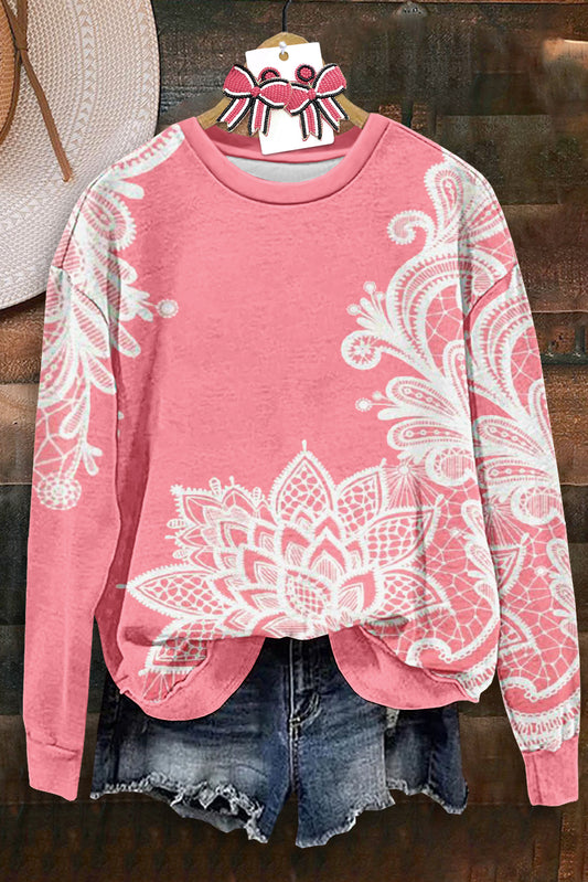 Sweet Print Long Sleeve Sweatshirt