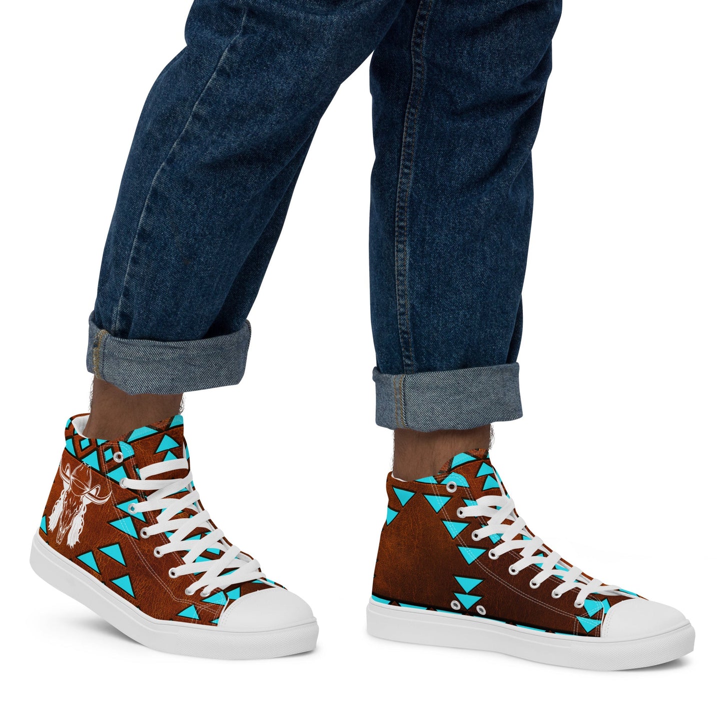 Mullet Cowboy Aztec Men__ High Top Canvas Shoes