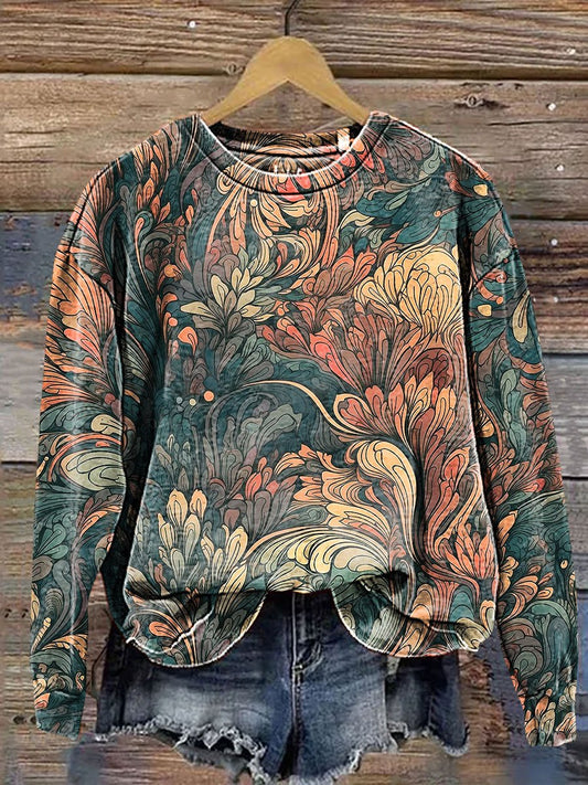 Vintage Flower Art Casual Sweatshirt