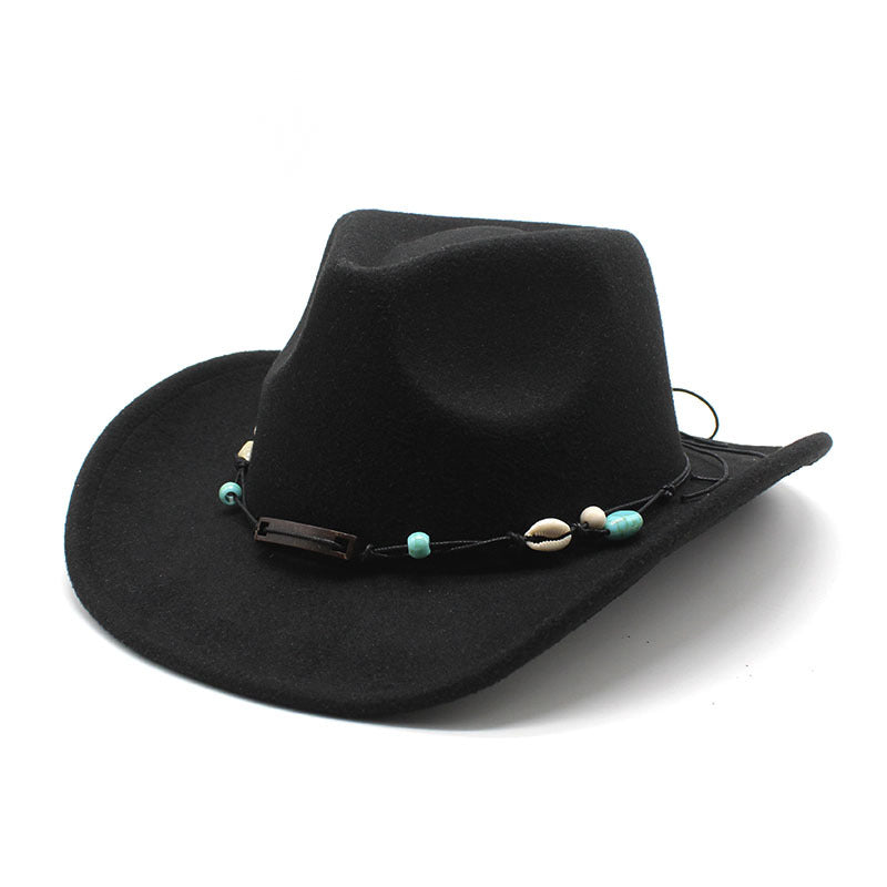 Unisex Fall Vintage Western Cowboy Woolen Sun Protection Wide Brim Hat