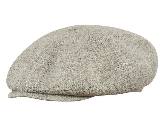 PEAKED CAPS Genuine Scottish Harris Tweed 8 Panels Man Cap Light GRAY