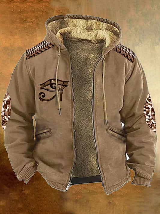 Casual Retro Western Style Printed Fleece Jacket