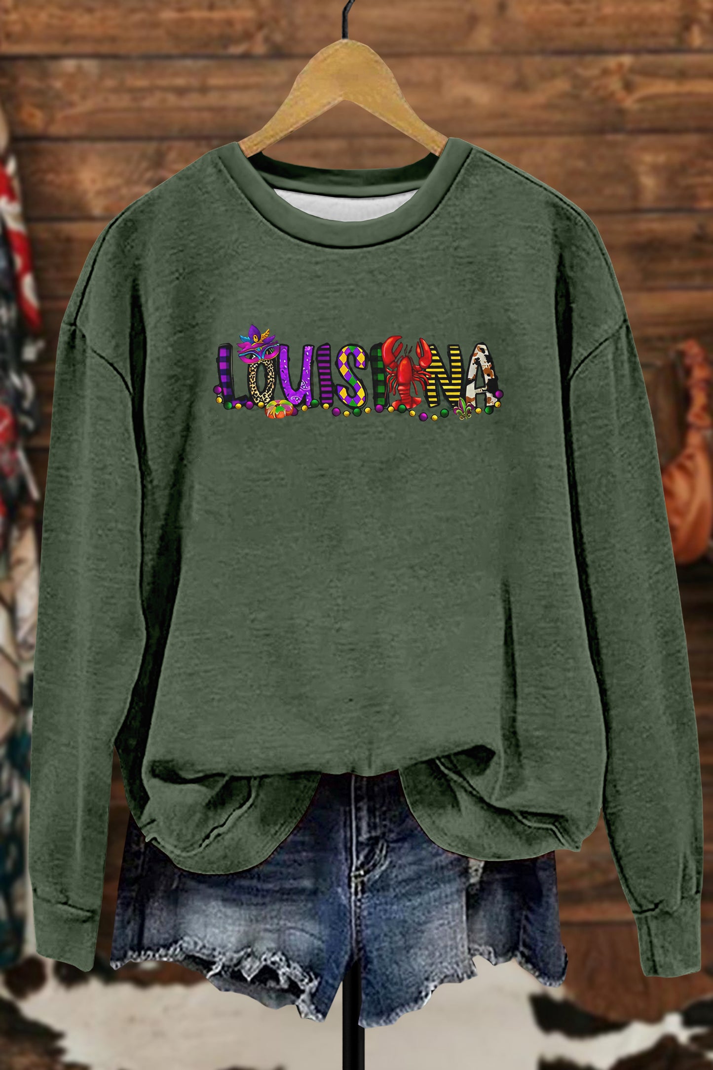 Louisiana Print Mardi Gras Sweatshirt