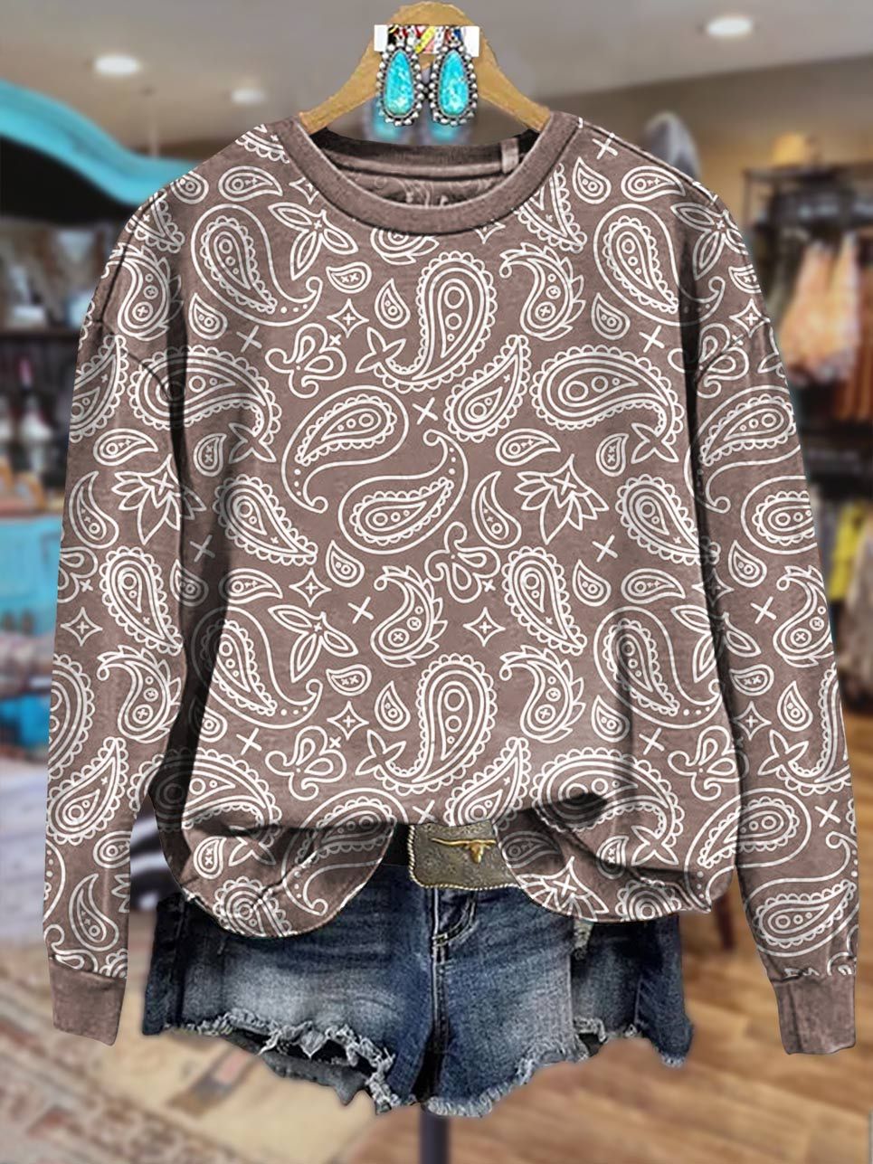 Paisley Print Casual Sweatshirt