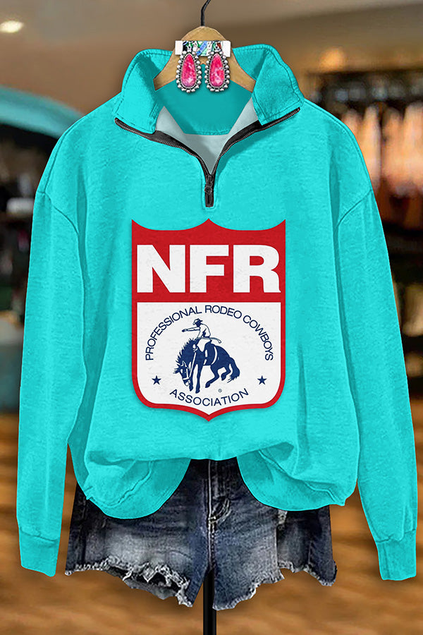 Retro Western NFR Print Zipper Sweatshirt