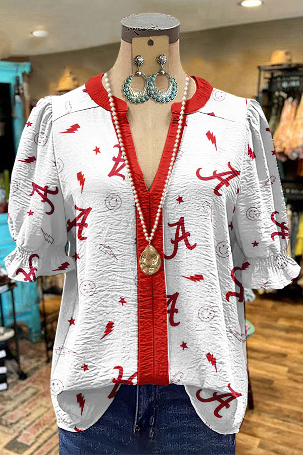 Gameday Football Alabama Puff Sleeve Blouse