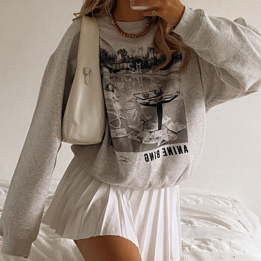 Modern Printed Color Long Sleeve Sweatshirt