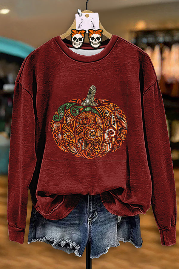 Vintage Perris Floral Halloween Pumpkin Sweatshirt