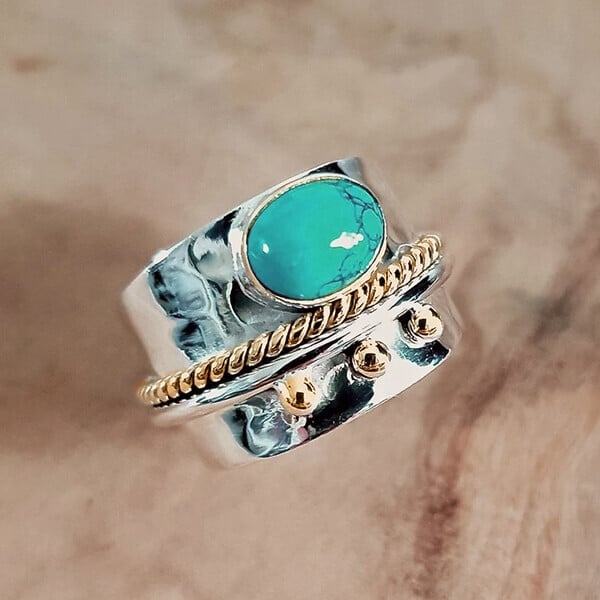 Promotion 70% OFF-Turquoise Wide Band Ring