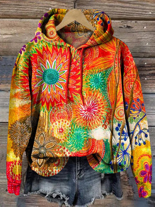 Vibrant Abstract Art Printed Casual Hoodie Sweatshirt