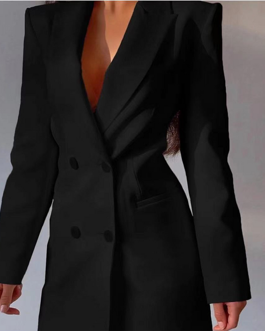 Openback Double-Breasted Blazer Dress