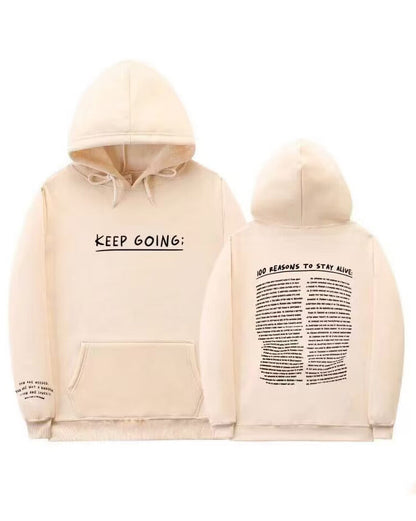 Letter Print Kangaroo Pocket Drawstring Print Hoodie