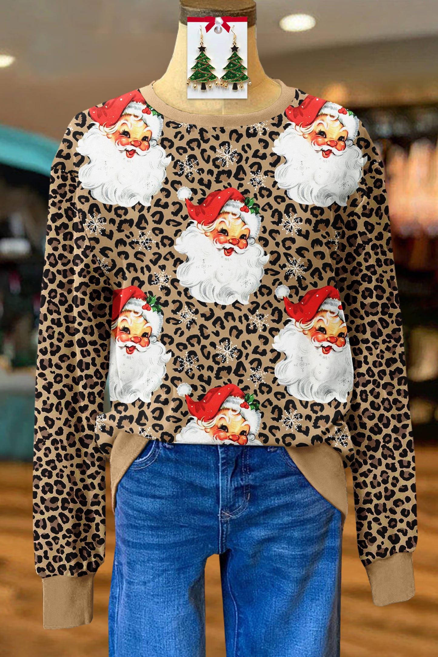 Christmas Santa Print Long Sleeve Sweatshirt