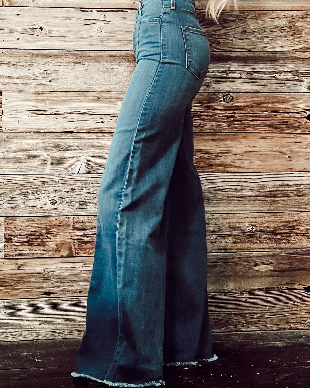 Women's Blue High-waisted Casual Wide Leg Pants