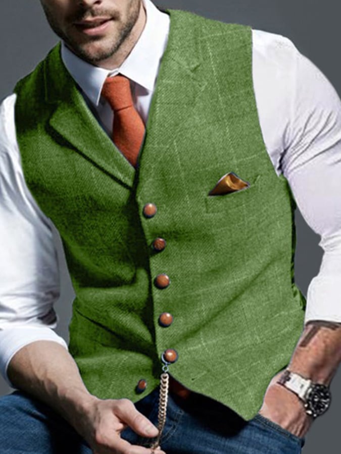 Men'S Fashion Casual Plaid Slim Vest