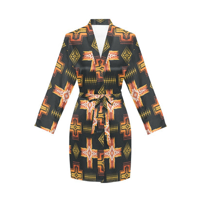 Fire Aztec Satin Dressing Robe