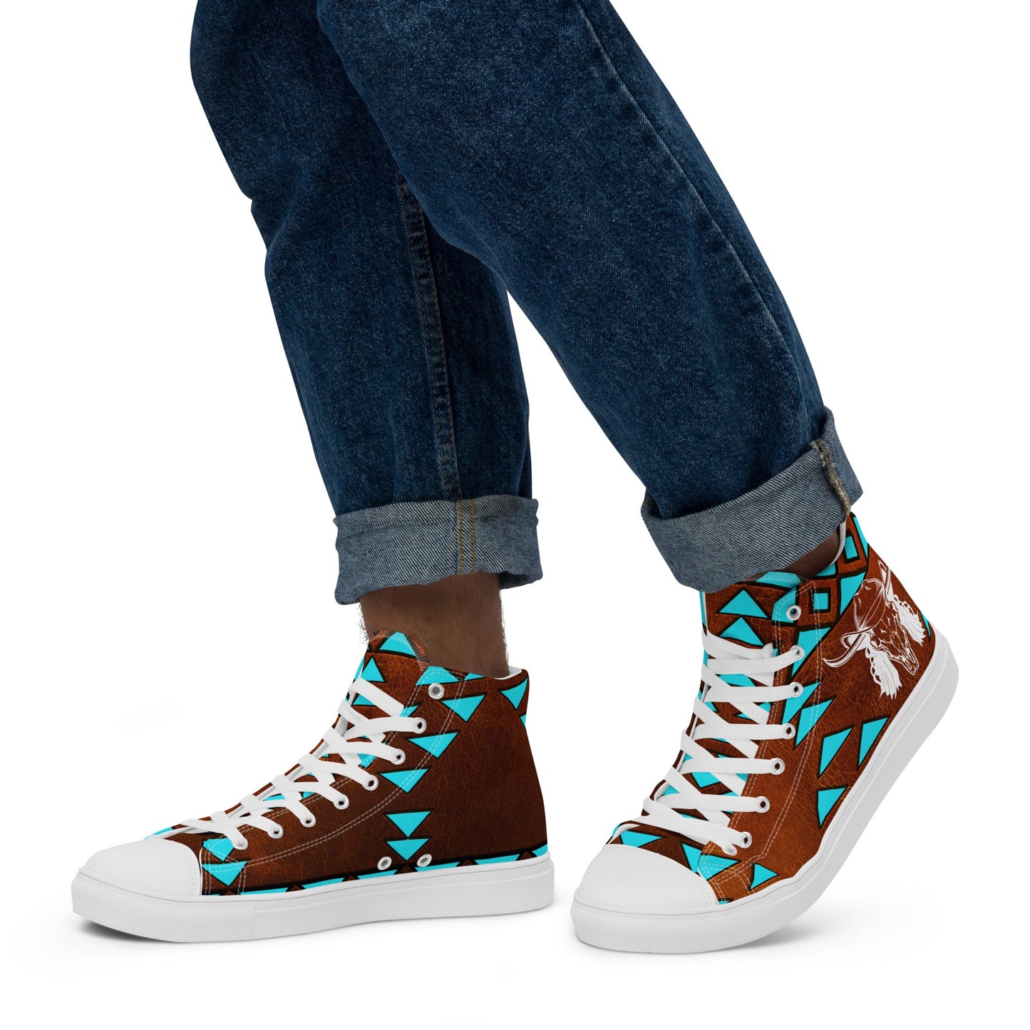 Mullet Cowboy Aztec Men__ High Top Canvas Shoes