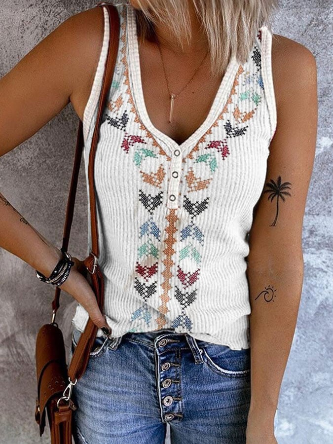 Women's Western Style Printed Vest