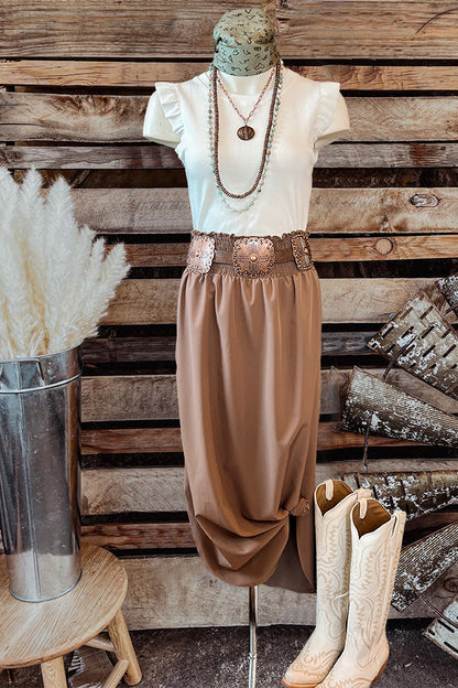 Casual High Waist Pleated Maxi Skirt