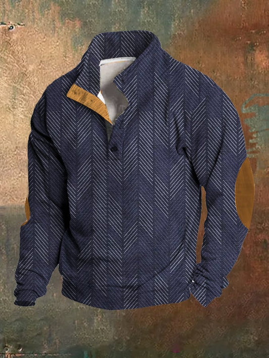 Men's vintage western stand collar sweatshirt