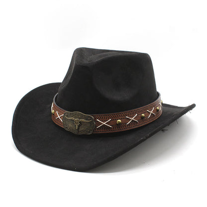 Men's Vintage Western Cowboy Hat Suede Knight British Felt Hat