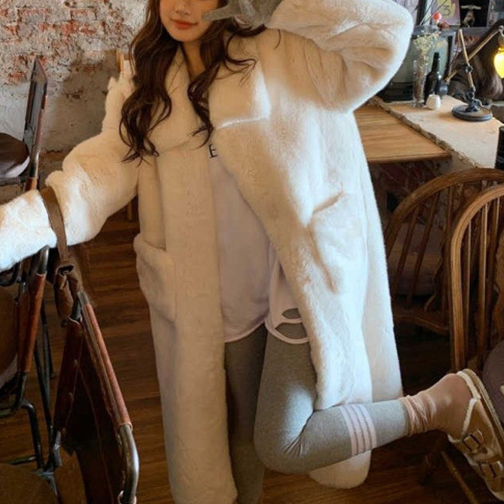 Women's Mid-length Plush Fur Coat