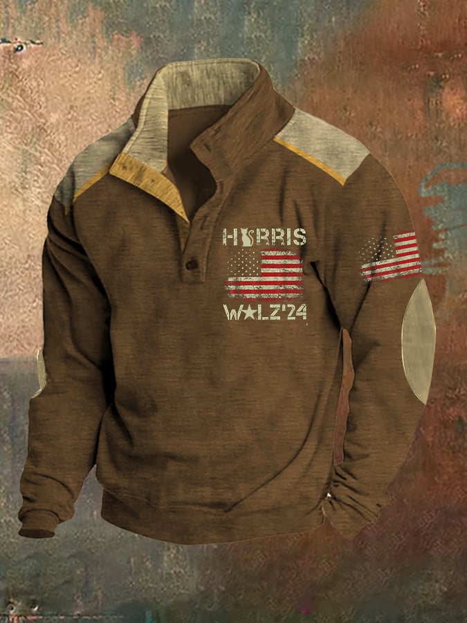 Men's retro flag comma la casual sweatshirt