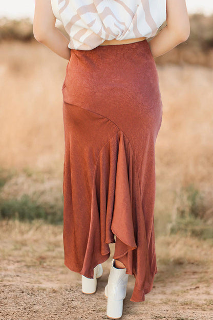 Asymmetrical Ruffled Maxi Skirt