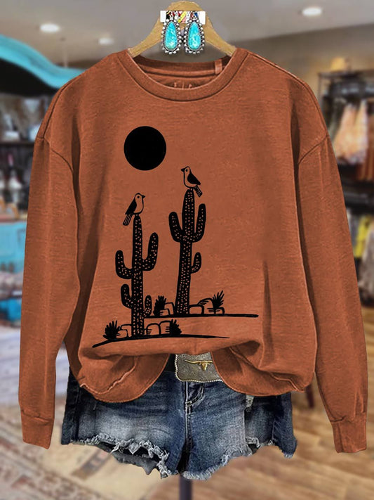 Cactus Print Casual Sweatshirt