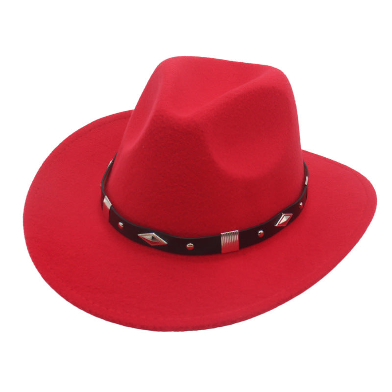 Men's Vintage Western Cowboy Hat Knight Woolen British Felt Hat