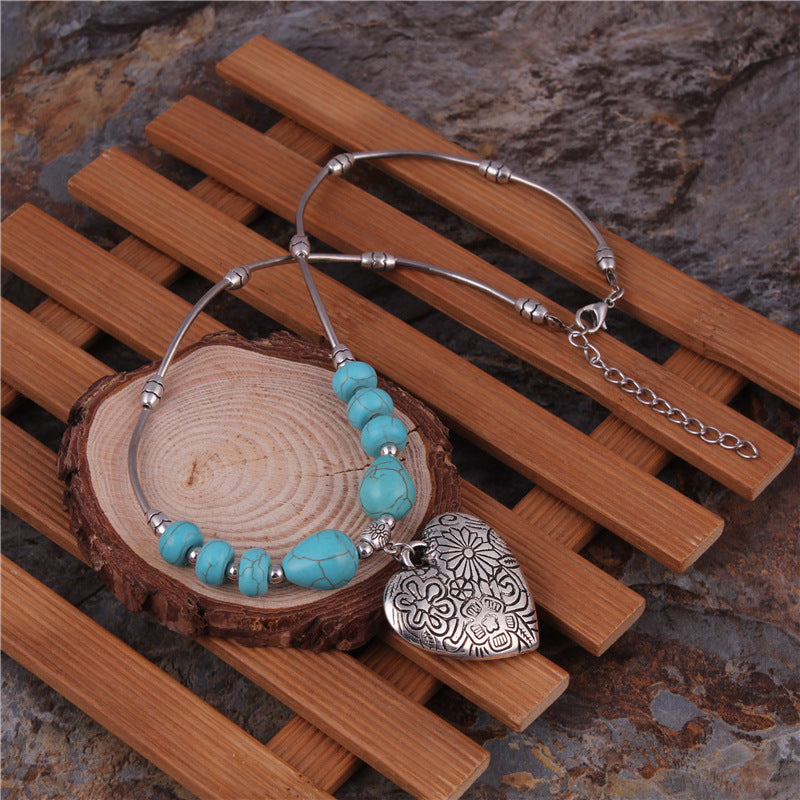 Female Ethnic Heart-shaped Alloy Necklace