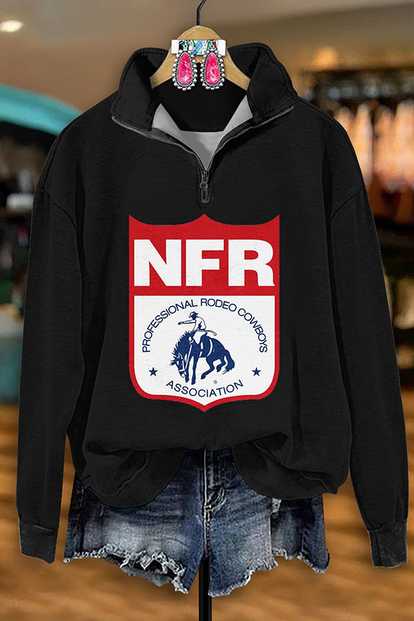 Retro Western NFR Print Zipper Sweatshirt