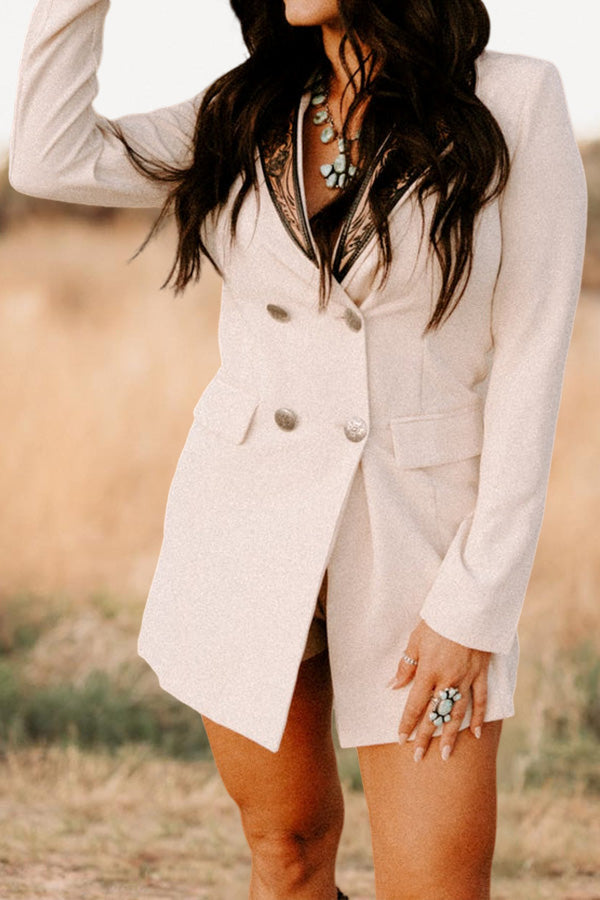 Vintage Print Lapel Blazer Dress