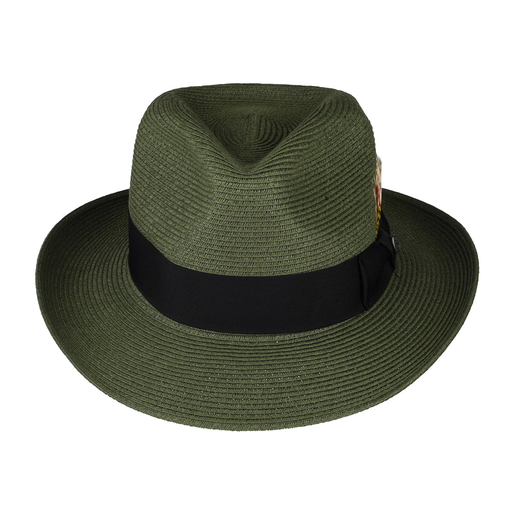 Jaxon & James Summer C-Crown Straw Fedora Hat - Olive