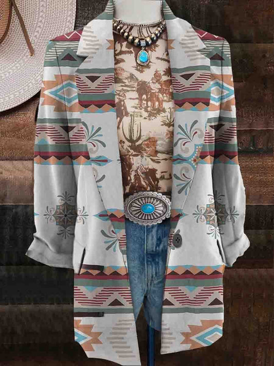 Women's Western Aztec Print Casual Blazer