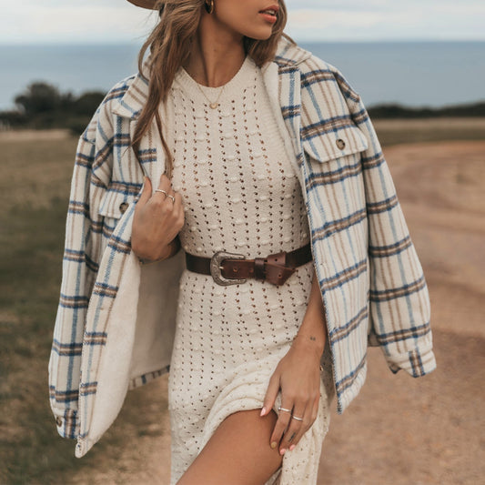 Retro Resort Casual Plaid Jacket