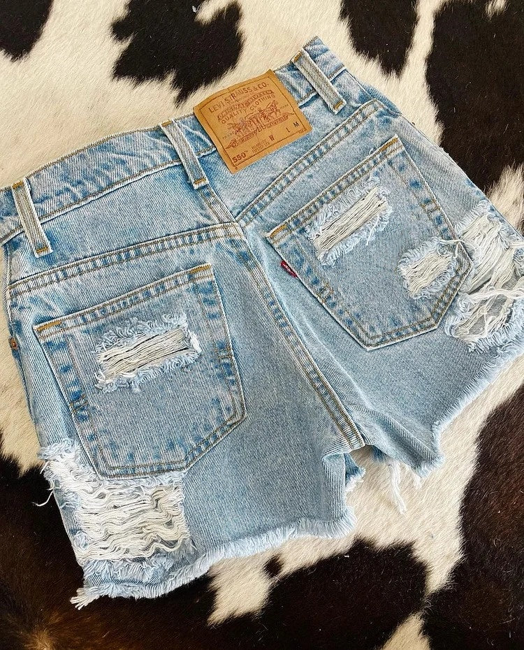 Retro Washed High Waist Ripped Denim Shorts - Four Colors