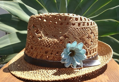 Boho hats for women, bohemian straw sun hat, fedora flower hats, design by kekugi