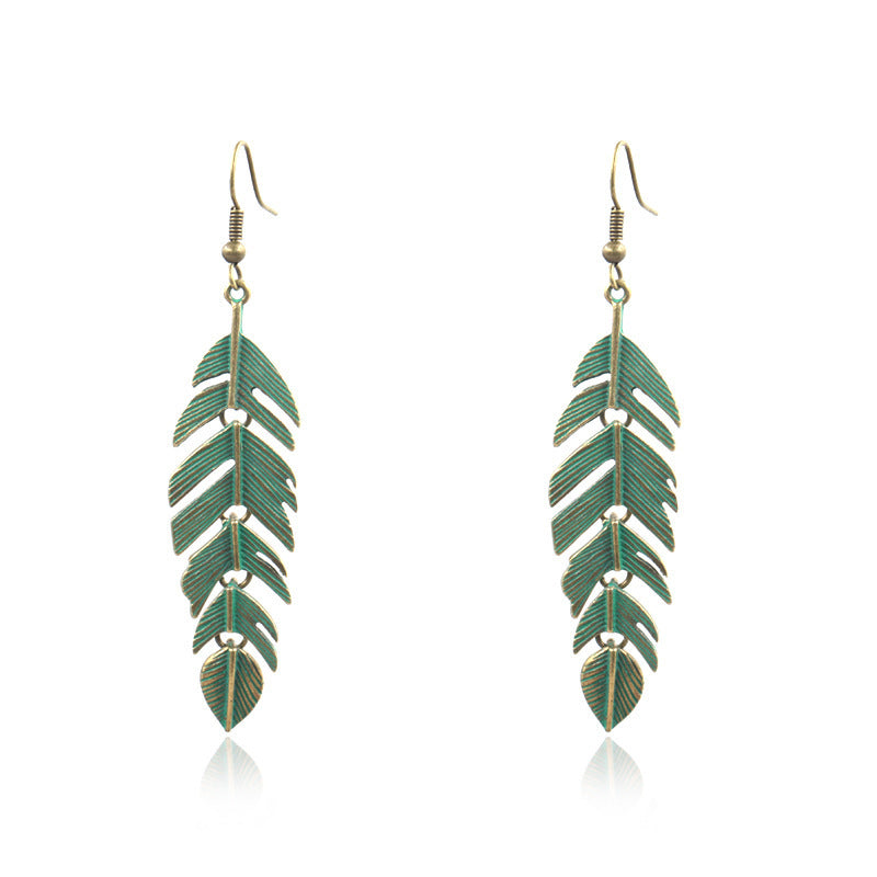 Women's Bohemian Feather Alloy Earrings