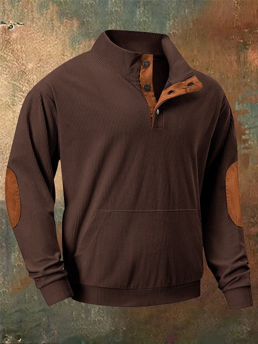 Solid Corduroy Button Up Sweatshirt