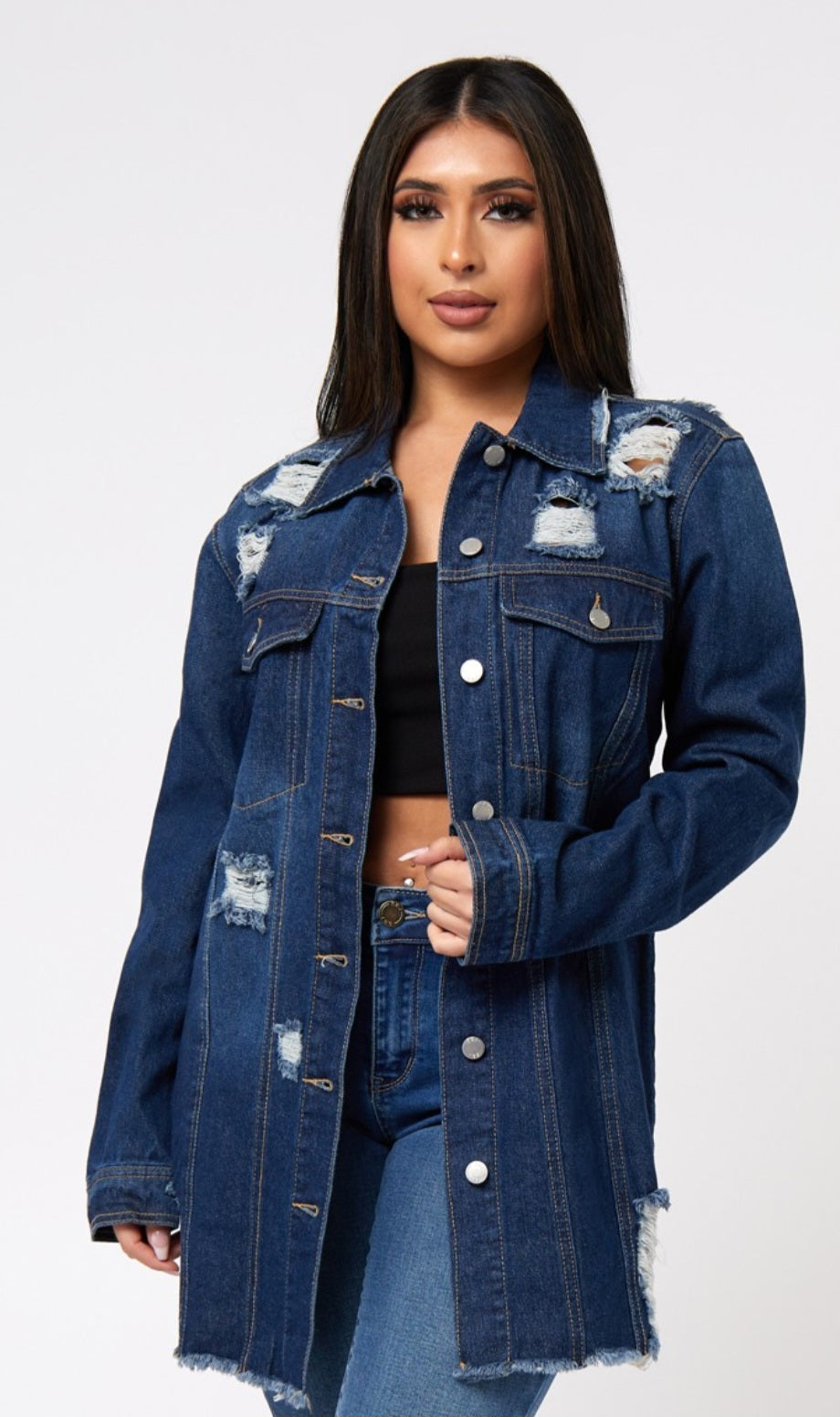 Distressed Denim Jacket Shacket