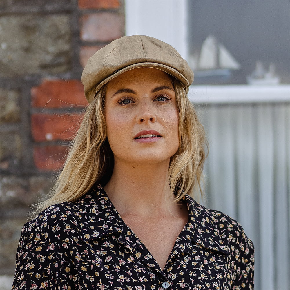 Tienda Linen Newsboy Cap - Camel