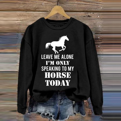 Horse Letter Print Crew Neck Sweatshirt