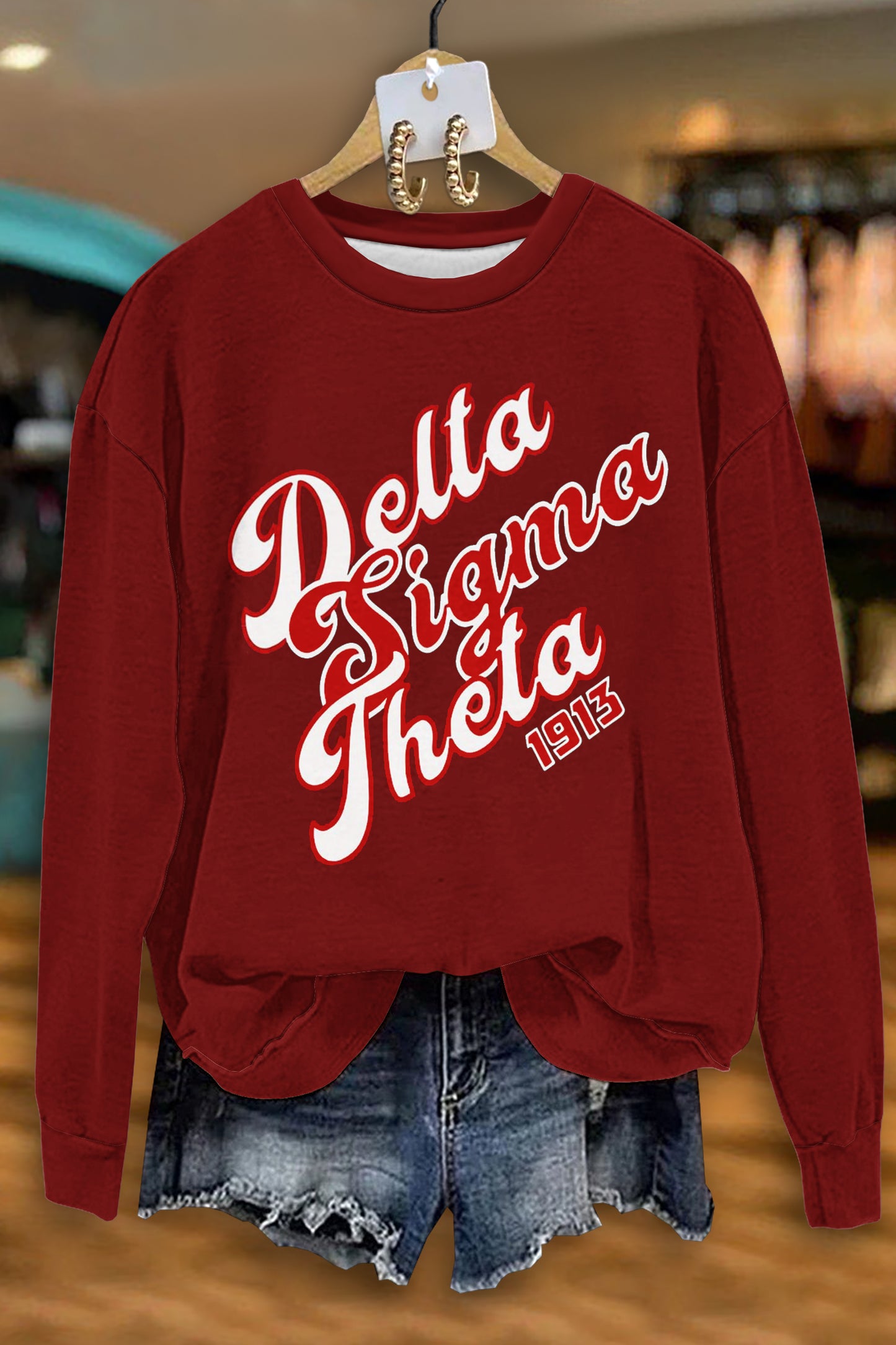 Casual Delta Sigma Theta Sorority Print Sweatshirt