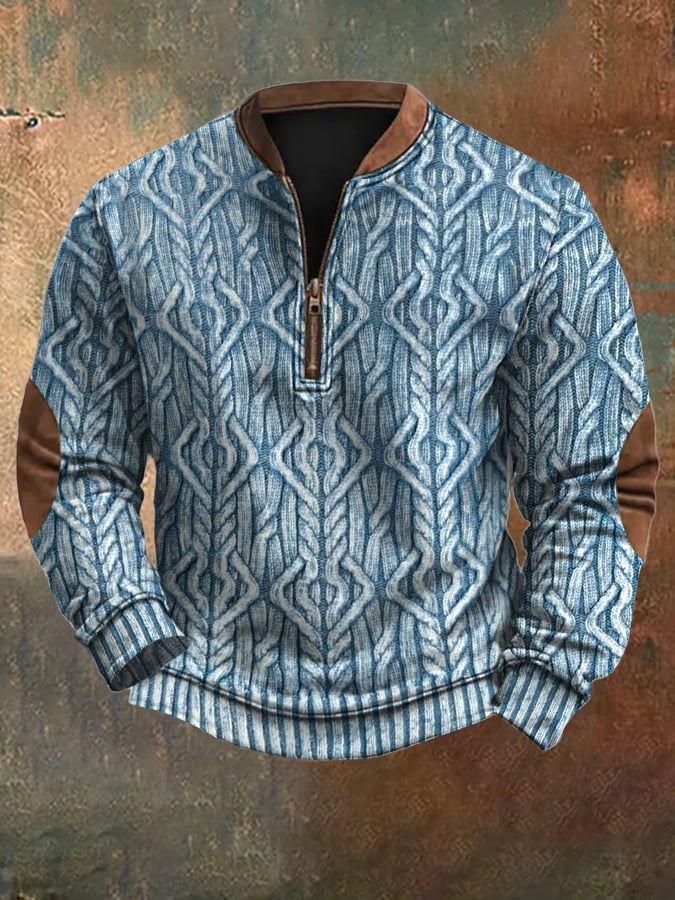 Men's Vintage Knitted Printed Sweatshirt