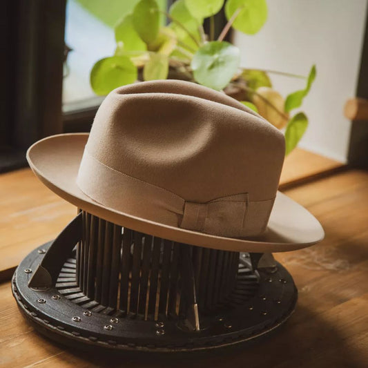 Bespoke Handmade Fedora - Special hat band-Camel