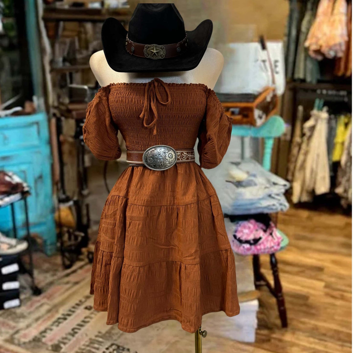 Women's Vaquerita Dress-Rust