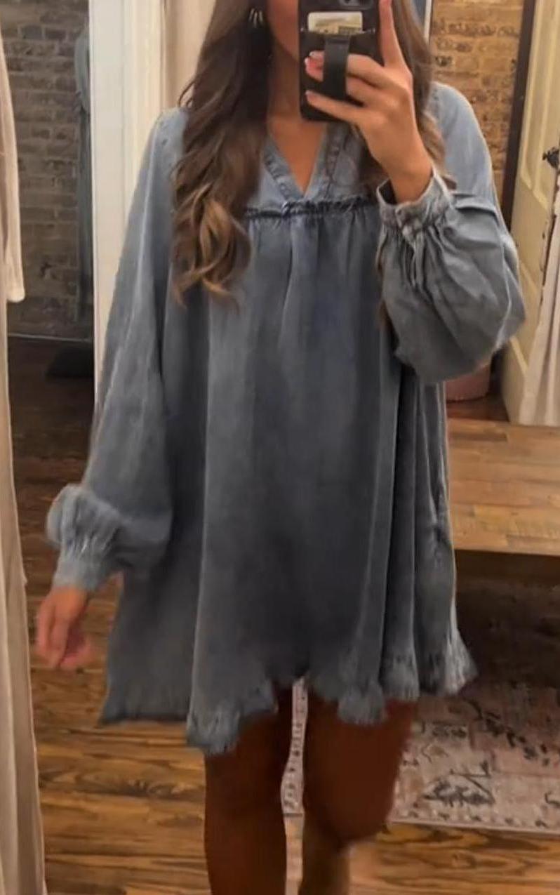 Casual Long Sleeve Denim Dress