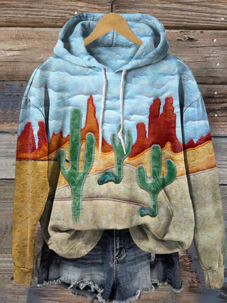 Vintage Print Casual Hoodie Sweatshirt