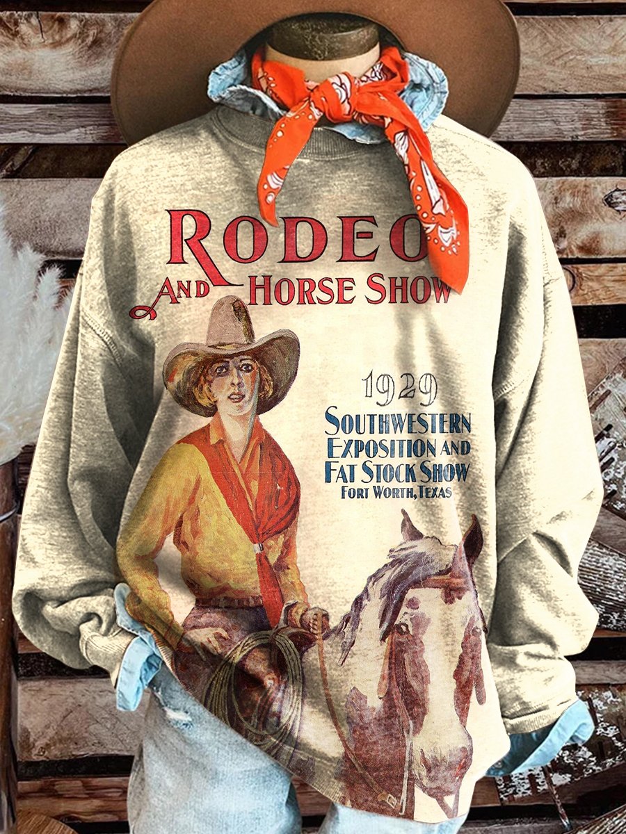 Rodeo Cowboy Print Casual Sweatshirt